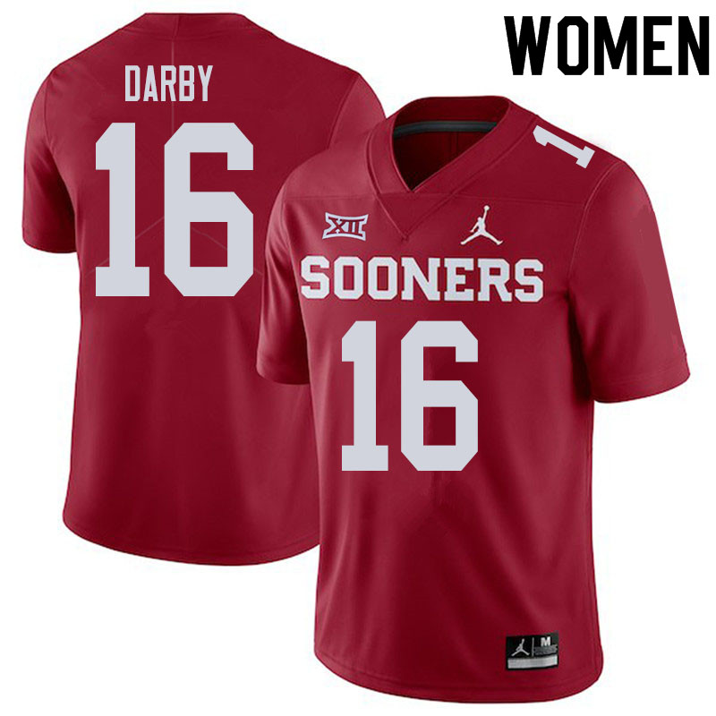 Women #16 Brian Darby Oklahoma Sooners College Football Jerseys Sale-Crimson